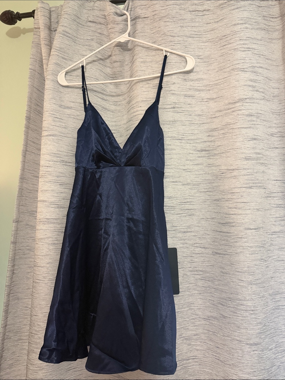Lulu's Navy Satin V-Neck Slip Dress